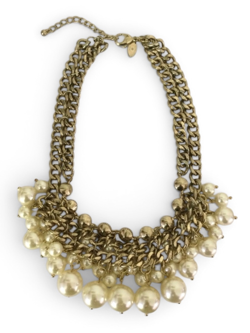 CHICO'S Gold‑Tone Faux Pearl & Rhinestone Cha Cha Statement Necklace - Picture 11 of 12